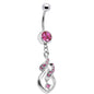Pink Gem Distinctive Teardrop Belly Ring