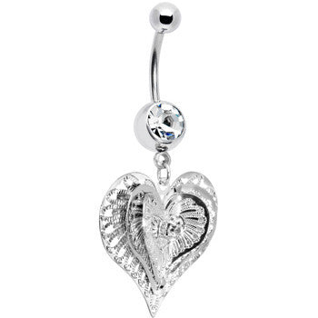 Clear Gem Love at First Sight Heart Belly Ring