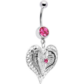 Pink Gem Love at First Sight Heart Belly Ring