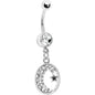 Clear Gem Celestial Crescent Moon Belly Ring
