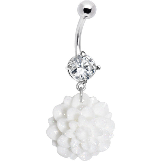Crystalline Gem Full Bloom Shell Flower Belly Ring