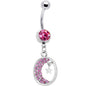 Pink Gem Celestial Crescent Moon Belly Ring