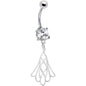 Crystalline Gem Openwork Tulip Flower Drop Belly Ring