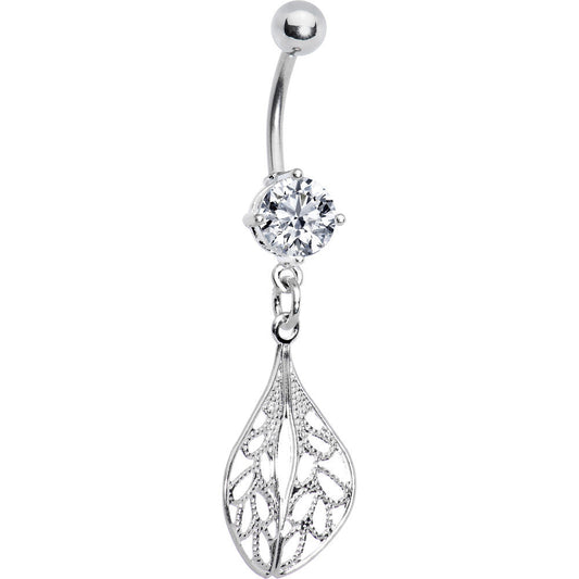 Crystalline Gem Dramatic Drifting Leaf Belly Ring