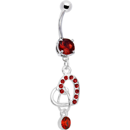 Red Gem Charming Heart Dangle Belly Ring