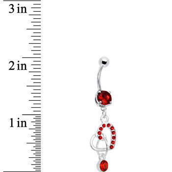 Red Gem Charming Heart Dangle Belly Ring