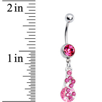 Pink Radiant Gem Drop Belly Ring