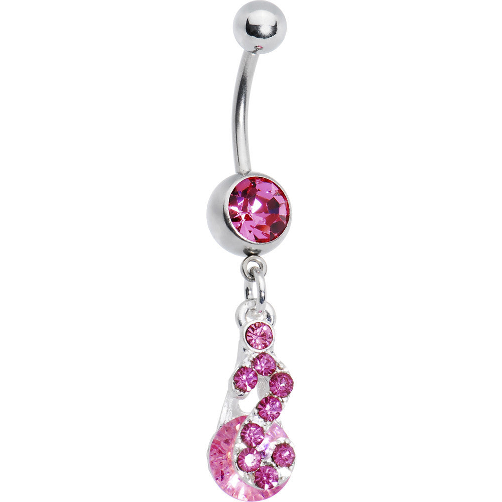 Pink Radiant Gem Drop Belly Ring