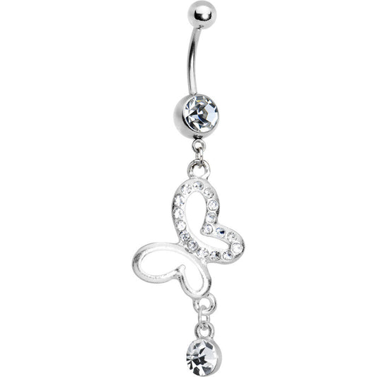 Crystalline Gem Hollow Butterfly Belly Ring