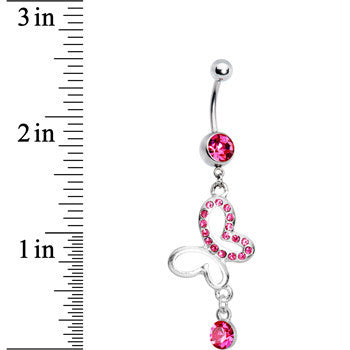 Pink Gem Hollow Butterfly Belly Ring