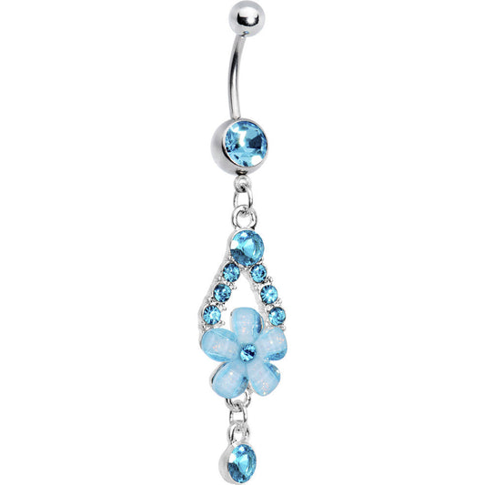 Aqua Gem Springtime Flower Belly Ring