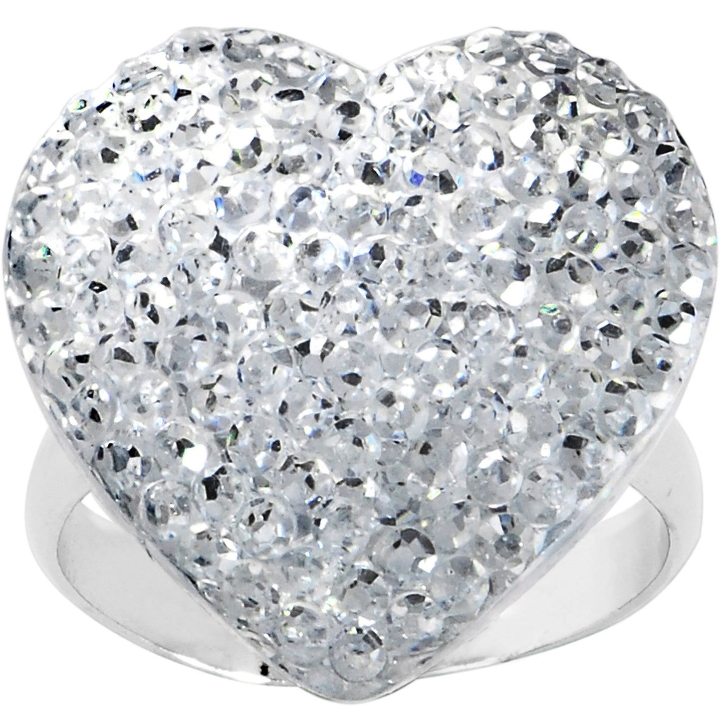 Clear Sparkler Heart Adjustable Ring