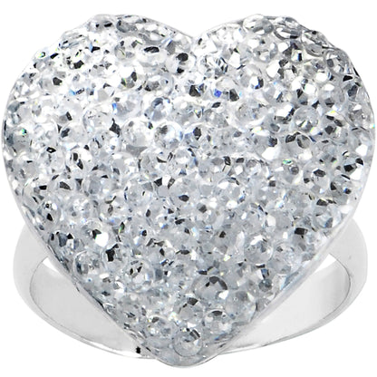 Clear Sparkler Heart Adjustable Ring