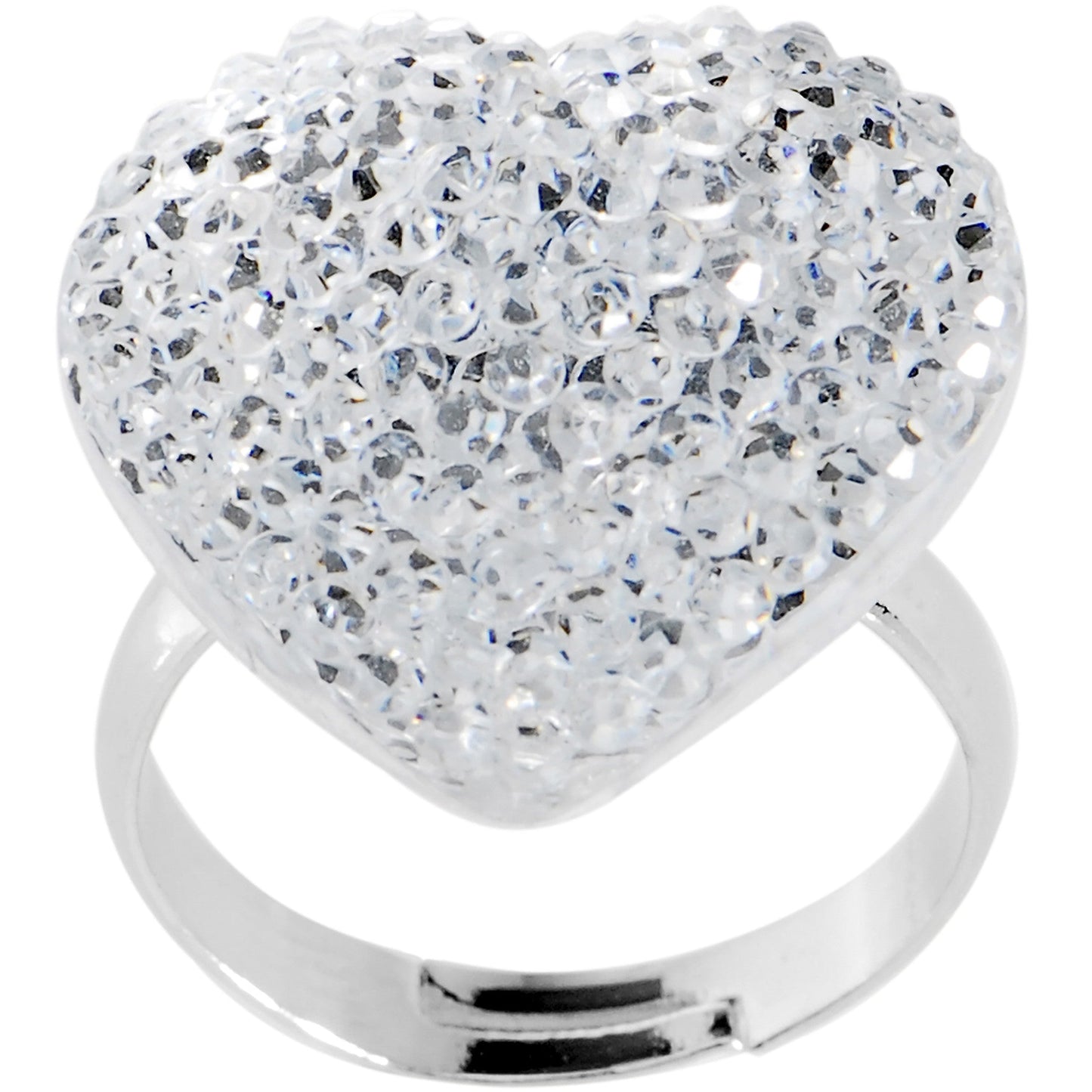 Clear Sparkler Heart Adjustable Ring