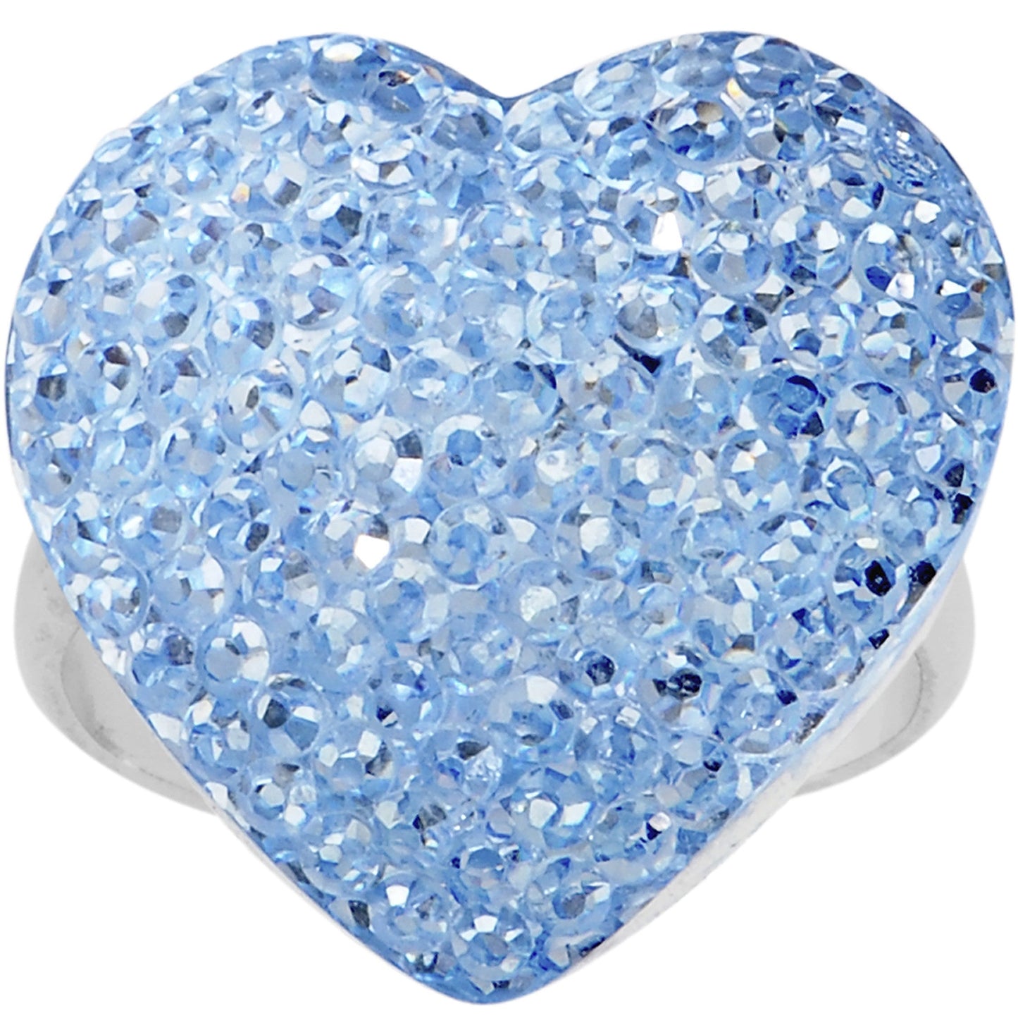 Light Blue Sparkler Heart Adjustable Ring