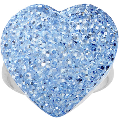 Light Blue Sparkler Heart Adjustable Ring