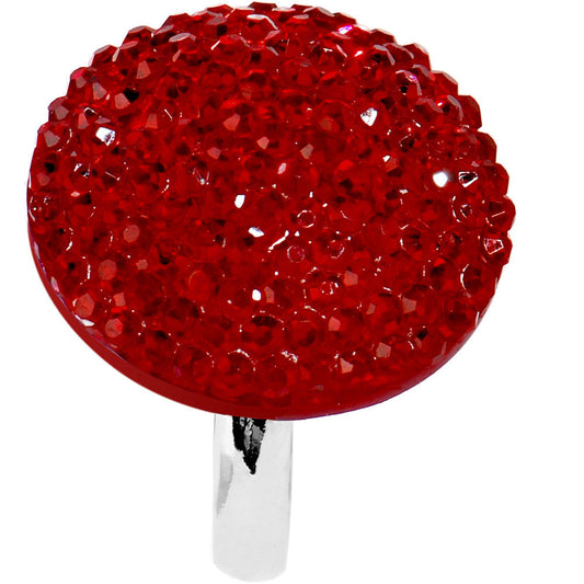 Red Sparkler Round Adjustable Ring