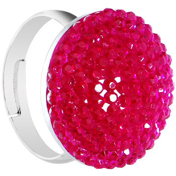 Fuchsia Sparkler Round Adjustable Ring