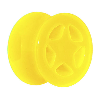 Acrylic Neon Yellow Star Tunnel Plug 2 Gauge to 20mm