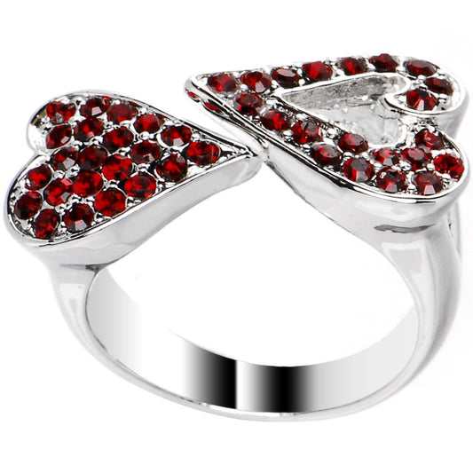 Ruby Red Gem Heartbreaker Heart Adjustable Ring