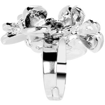 Beautiful Jeweled Cluster Butterfly Adjustable Ring