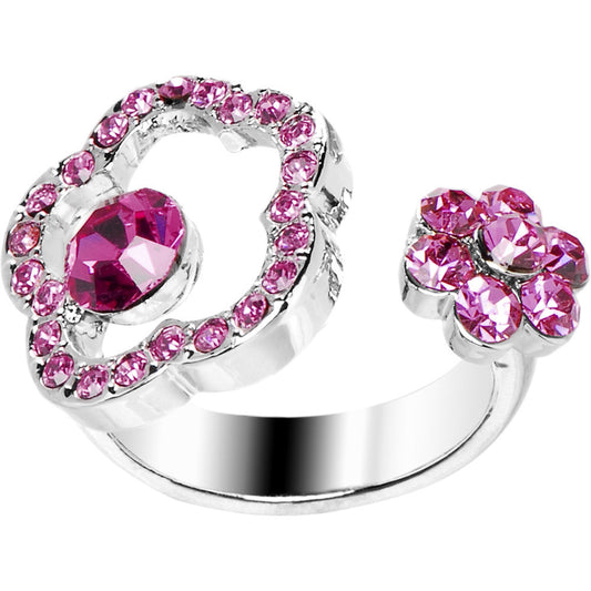 Pink Jeweled Flower Adjustable Ring