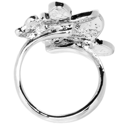 Clear Jeweled Cluster Butterfly Adjustable Ring