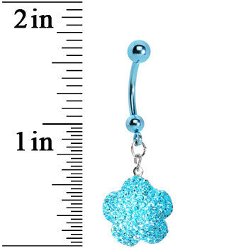 Aqua Sparkler Flower Dangle Belly Ring