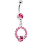 Pink Gem Wrap Me in Love Heart Dangle Belly Ring