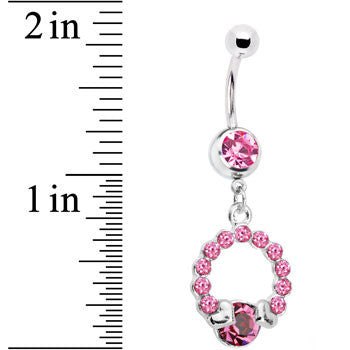 Pink Gem Wrap Me in Love Heart Dangle Belly Ring