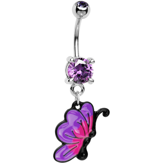 Tanzanite CZ Chromatic Butterfly Belly Ring