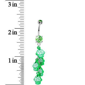 Peridot Green Cubic Zirconia Sweet Cupcake Drop Belly Ring