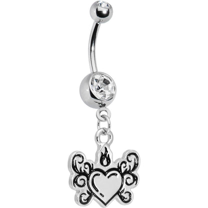 Crystalline Gem Tribal Flame Heart Belly Ring