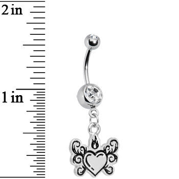 Crystalline Gem Tribal Flame Heart Belly Ring