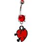 Ruby Red Gem Nail in Heart Belly Ring