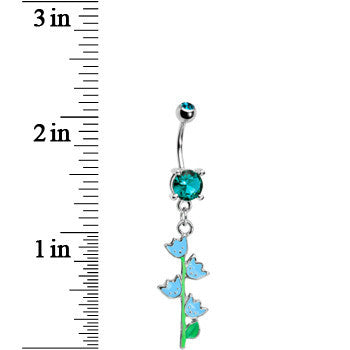 Blue Zircon Cubic Zirconia Tulips Flower Belly Ring