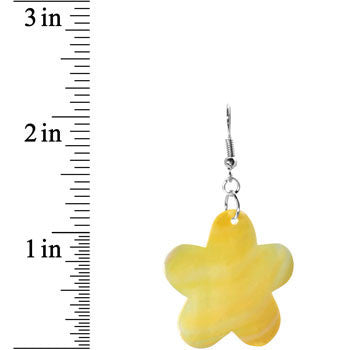 Yellow Mother of Pearl Flower Earrings