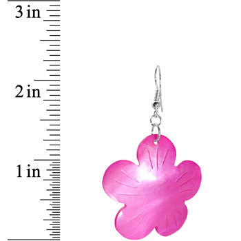 Pink Hammershell Flower Earrings