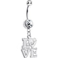 Clear Gem Dangling Love Belly Ring