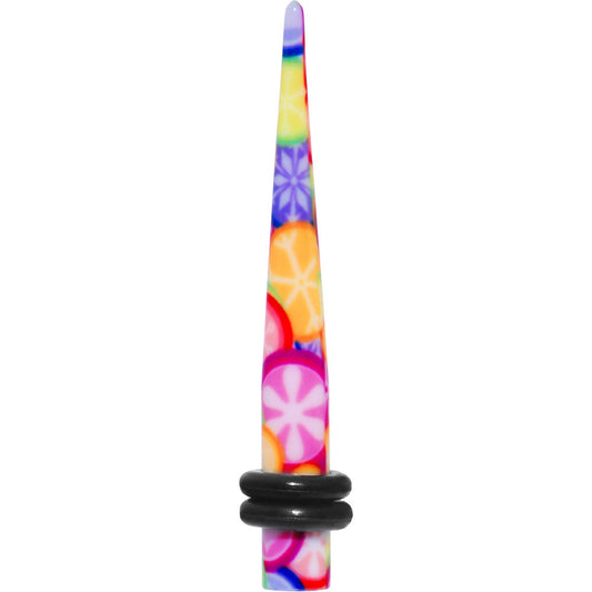 6 Gauge Groovy Retro Flower Acrylic Taper