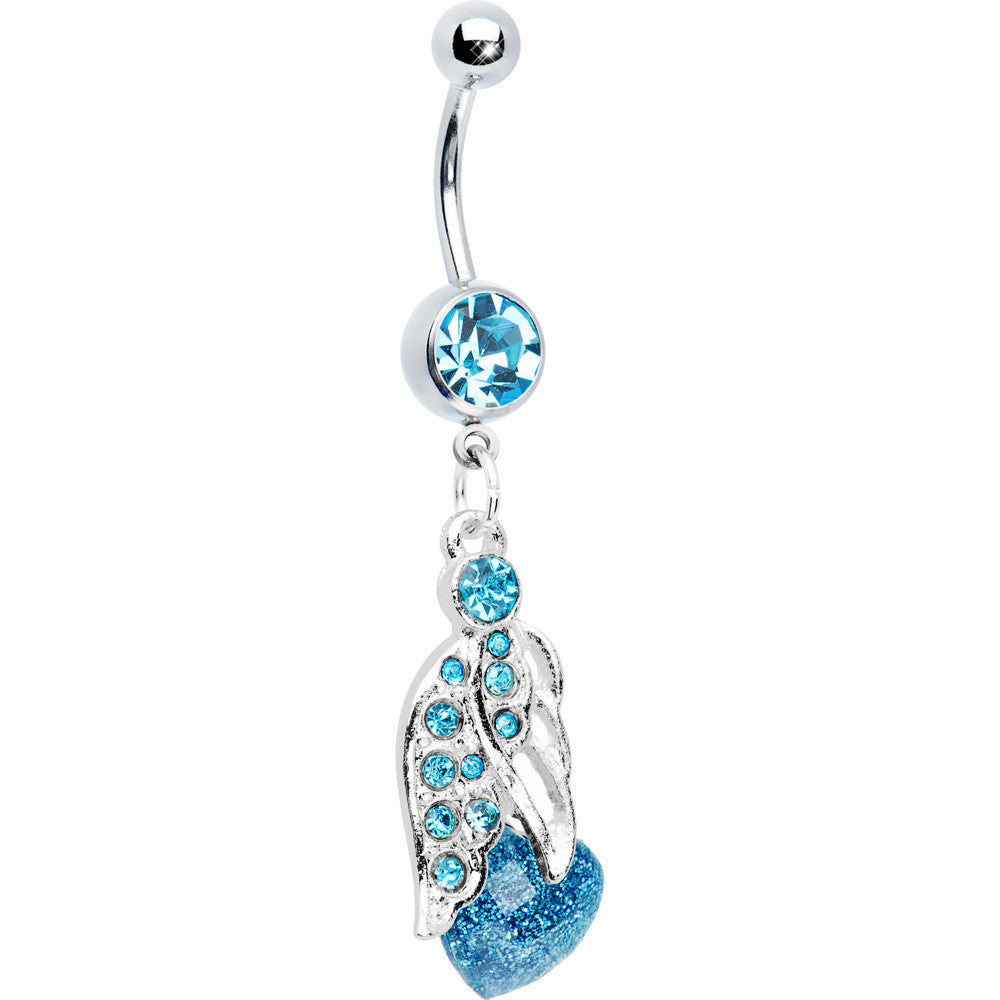 Blue Gem Heaven Angelic Heart Belly Ring