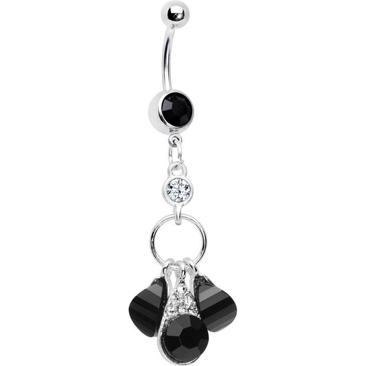 Midnight Tears Black Gem Hoop Dangle Belly Ring