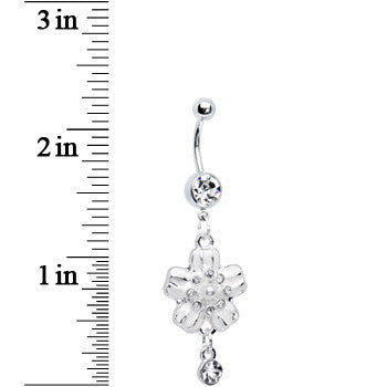 Clear Gem Perfect Posy Flower Dangle Belly Ring