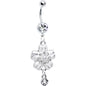 Clear Gem Perfect Posy Flower Dangle Belly Ring