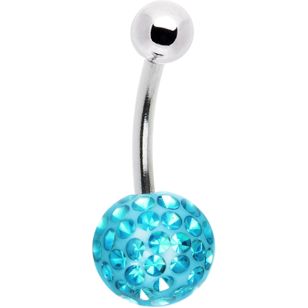 Aqua Pave Crystal Sparkler Belly Ring