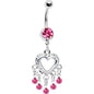 Love Drops Pink Heart Chandelier Belly Ring