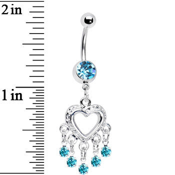 Love Drops Blue Heart Chandelier Belly Ring