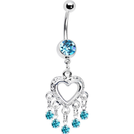 Love Drops Blue Heart Chandelier Belly Ring