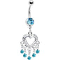 Love Drops Blue Heart Chandelier Belly Ring