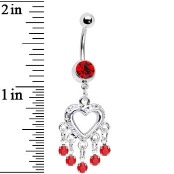 Love Drops Crimson Heart Chandelier Belly Ring